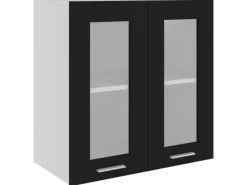 Küchenregale|Küchenschränke<vidaXL Hängeglasschrank Schwarz 60x31x60 cm Holzwerkstoff