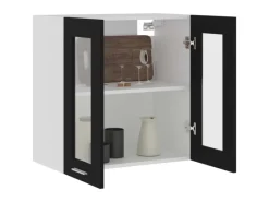 Küchenregale|Küchenschränke<vidaXL Hängeglasschrank Schwarz 60x31x60 cm Holzwerkstoff