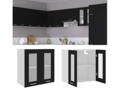 Küchenregale|Küchenschränke<vidaXL Hängeglasschrank Schwarz 60x31x60 cm Holzwerkstoff
