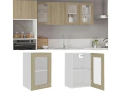 vidaXL Hängeglasschrank Sonoma-Eiche 40x31x60 cm Holzwerkstoff Modell 1< Küchenschränke