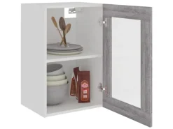 Küchenschränke<vidaXL Hängeschrank Glas Grau Sonoma 40x31x60 cm Holzwerkstoff