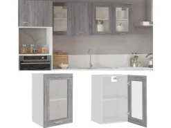 Küchenschränke<vidaXL Hängeschrank Glas Grau Sonoma 40x31x60 cm Holzwerkstoff