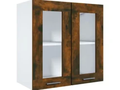 Online vidaXL Hängeschrank Glas Räuchereiche 60x31x60 cm Holzwerkstoff