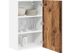vidaXL Hängeschrank mit Tür Riga Altes Holz und Weiß 50 x 31 x 80 cm 884272< Küchenschränke