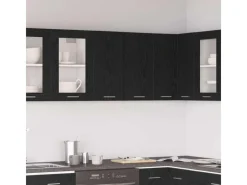 Küchenschränke<vidaXL Hängeschrank mit Tür Riga Schwarz Eichen-Optik 60 x 31 x 60 cm 863143