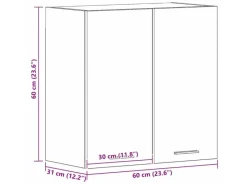 Küchenschränke<vidaXL Hängeschrank mit Tür Riga Schwarz Eichen-Optik 60 x 31 x 60 cm 863143