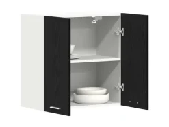 Küchenschränke<vidaXL Hängeschrank mit Tür Riga Schwarz Eichen-Optik 60 x 31 x 60 cm 863143