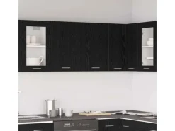 Best vidaXL Hängeschrank mit Tür Riga Schwarz Eichen-Optik 80 x 31 x 60 cm 863144 Eiche Schwarz