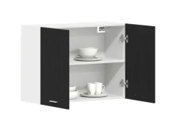 Best vidaXL Hängeschrank mit Tür Riga Schwarz Eichen-Optik 80 x 31 x 60 cm 863144 Eiche Schwarz