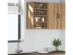 Hot vidaXL Hängeschrank Riga Artisan-Eiche 40x29,5x60 cm Holzwerkstoff 854183 Eiche Handbeschlagen
