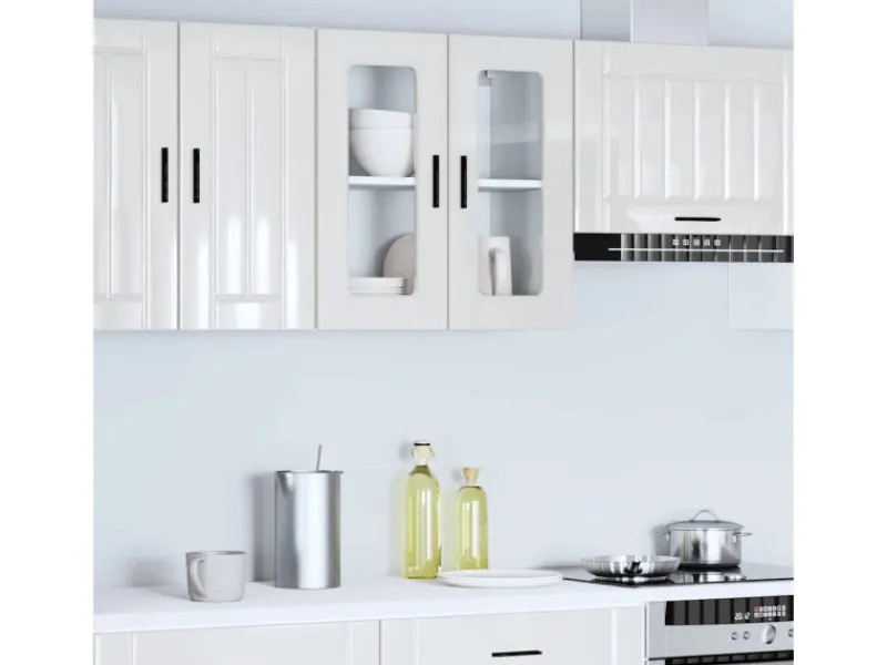Küchenschränke<vidaXL Küchen-Hängeschrank mit Glastür Porto Hochglanz-Weiß 854149