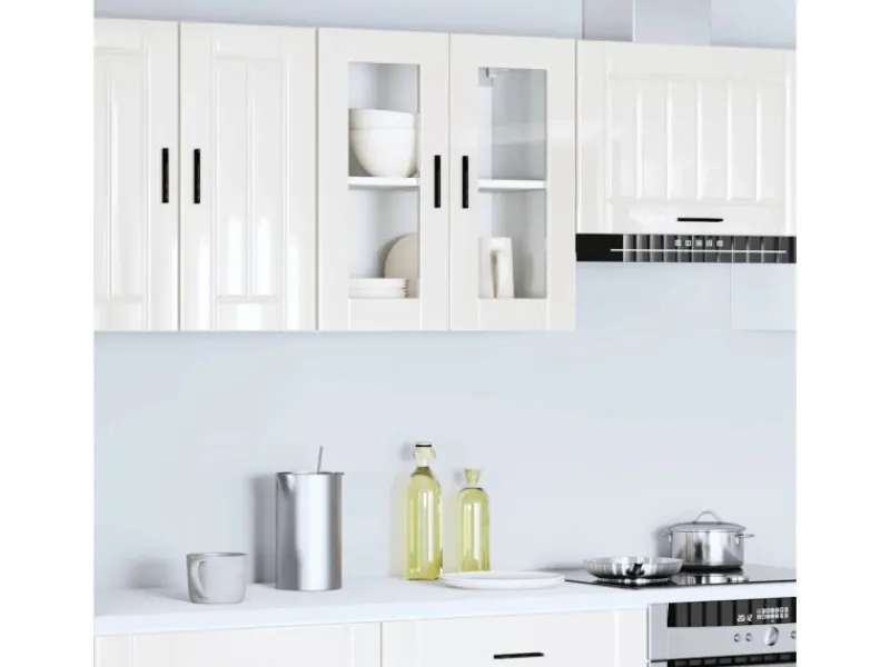 Küchenschränke<vidaXL Küchen-Hängeschrank mit Glastür Porto Hochglanz-Weiß 854149