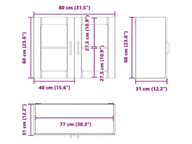 Sale vidaXL Küchen-Hängeschrank mit Glastür -Optik Holzwerkstoff 853855 Altholz
