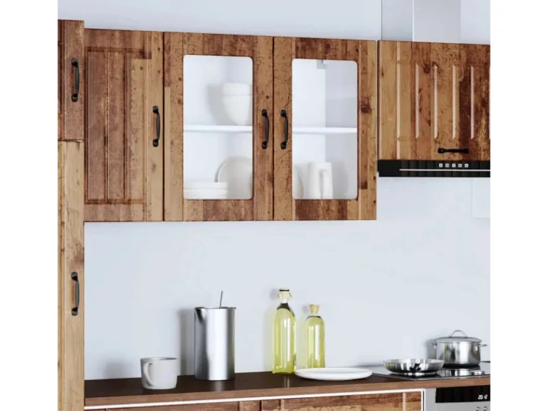 Sale vidaXL Küchen-Hängeschrank mit Glastür -Optik Holzwerkstoff 853855 Altholz