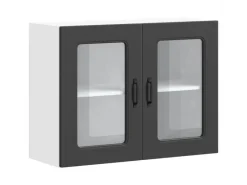 Best vidaXL Küchen-Hängeschrank mit Glastür Kalmar Holzwerkstoff 853608 Schwarz
