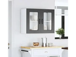 Best vidaXL Küchen-Hängeschrank mit Glastür Kalmar Holzwerkstoff 853608 Schwarz