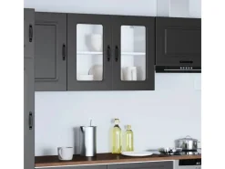 Best vidaXL Küchen-Hängeschrank mit Glastür Kalmar Holzwerkstoff 853608 Schwarz