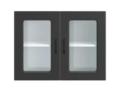 Best vidaXL Küchen-Hängeschrank mit Glastür Kalmar Holzwerkstoff 853608 Schwarz