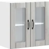 vidaXL Küchen-Hängeschrank mit Glastür Lucca Grau Sonoma Holzwerkstoff 853913< Küchenschränke