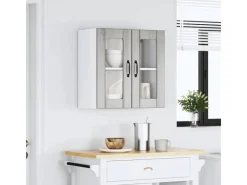 vidaXL Küchen-Hängeschrank mit Glastür Lucca Grau Sonoma Holzwerkstoff 853913< Küchenschränke