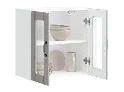 vidaXL Küchen-Hängeschrank mit Glastür Lucca Grau Sonoma Holzwerkstoff 853913< Küchenschränke