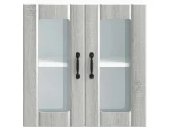 vidaXL Küchen-Hängeschrank mit Glastür Lucca Grau Sonoma Holzwerkstoff 853913< Küchenschränke