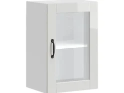 vidaXL Küchen-Hängeschrank mit Glastür Porto Hochglanz-Weiß 854009< Küchenschränke