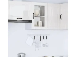 vidaXL Küchen-Hängeschrank mit Glastür Porto Hochglanz-Weiß 854009< Küchenschränke