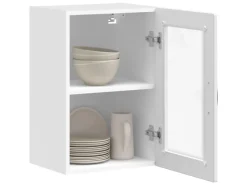 vidaXL Küchen-Hängeschrank mit Glastür Porto Hochglanz-Weiß 854009< Küchenschränke