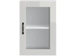 vidaXL Küchen-Hängeschrank mit Glastür Porto Hochglanz-Weiß 854009< Küchenschränke