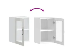 vidaXL Küchen-Hängeschrank mit Glastür Porto Hochglanz-Weiß 854009< Küchenschränke