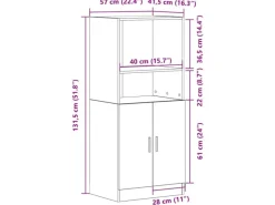 vidaXL Küchenschrank -Optik 57x41,5x131,5 cm Holzwerkstoff 860128< Küchenschränke