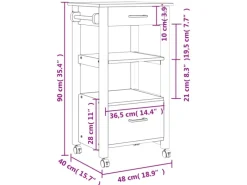Outlet vidaXL Küchenwagen MONZA 48x40x90 cm Massivholz Kiefer Modell 11
