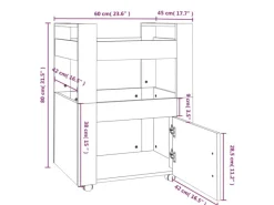 Best vidaXL Küchenwagen Räuchereiche 60x45x80 cm Holzwerkstoff