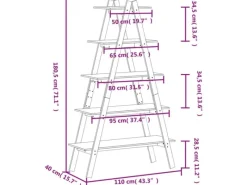 vidaXL Regal mit 5 Böden A-Form 110x40x180,5 cm Massivholz Kiefer< Küchenregale