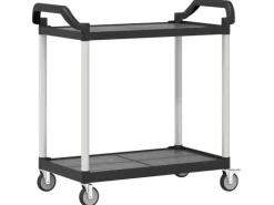 Best vidaXL Rollwagen mit 2 Etagen Schwarz 99x50x97 cm Aluminium