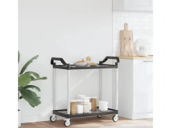 Best vidaXL Rollwagen mit 2 Etagen Schwarz 99x50x97 cm Aluminium