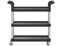 vidaXL Rollwagen mit 3 Etagen Schwarz 77x34x72 cm Aluminium< Servierwagen