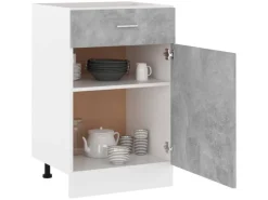 vidaXL Schubunterschrank Betongrau 50x46x81,5 cm Holzwerkstoff< Küchenschränke