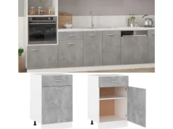 vidaXL Schubunterschrank Betongrau 50x46x81,5 cm Holzwerkstoff< Küchenschränke