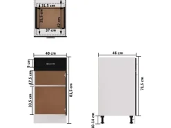 vidaXL Schubunterschrank Schwarz 40x46x81,5 cm Holzwerkstoff< Küchenschränke