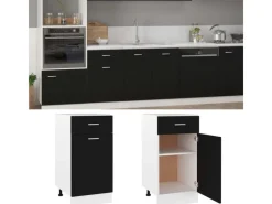 vidaXL Schubunterschrank Schwarz 40x46x81,5 cm Holzwerkstoff< Küchenschränke