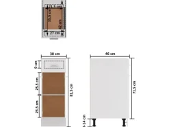 vidaXL Schubunterschrank Weiß 30x46x81,5 cm Holzwerkstoff< Küchenschränke