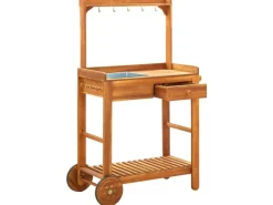 Servierwagen|Schneidebretter<vidaXL Servierwagen Akazienolz Massiv 92 x 43,5 x 141,5 cm