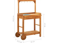 Servierwagen|Schneidebretter<vidaXL Servierwagen Akazienolz Massiv 92 x 43,5 x 141,5 cm