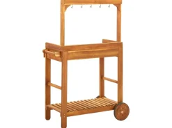 Servierwagen|Schneidebretter<vidaXL Servierwagen Akazienolz Massiv 92 x 43,5 x 141,5 cm
