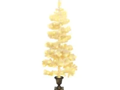 vidaXL Spiral-Weihnachtsbaum mit Topf und LEDs Weiß 120 cm PVC< Töpfe