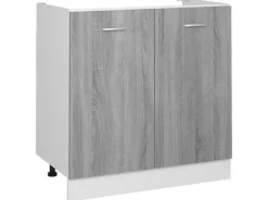 Küchenschränke<vidaXL Spülenunterschrank Grau Sonoma 80x46x81,5 cm Holzwerkstoff