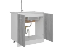 Küchenschränke<vidaXL Spülenunterschrank Grau Sonoma 80x46x81,5 cm Holzwerkstoff