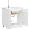 Küchenschränke<vidaXL Spülenunterschrank Hochglanz-Weiß 80x46x81,5 cm Holzwerkstoff